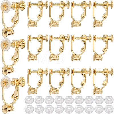 SOFPLATE 24Pcs Brass Screw On Clip-on Earring Findings KK-SP0001-20G-1