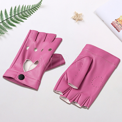 1 Pair Imitation Leather Fingerless Gloves AJEW-CL0004-95A-1