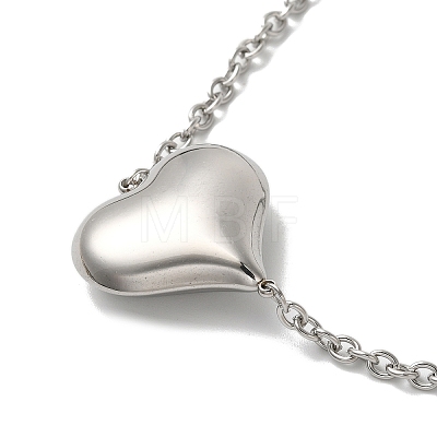 Titanium Steel Heart Link Chain Necklaces for Women NJEW-G145-01P-1