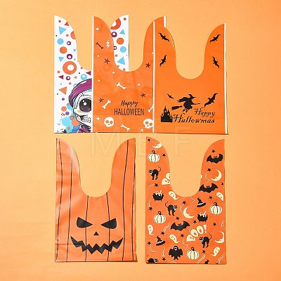50Pcs 5 Styles Rabbit Shaped Halloween Candy Plastic Bags ABAG-FS0001-08B-1