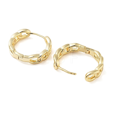 Brass Chain Charm Hoop Earrings for Women EJEW-F347-02G-02-1