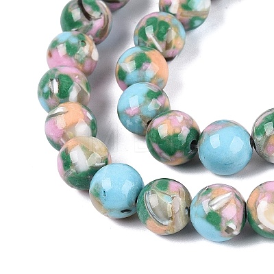 Assembled Synthetic Turquoise and Trochus Shell Beads Strands G-N369-02D-03-1