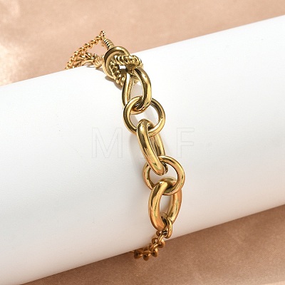 304 Stainless Steel Oval Link Bracelets BJEW-F533-02C-G-1