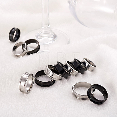 Yilisi 12Pcs 12 Style Stainless Steel Grooved Finger Ring Settings STAS-YS0001-24-1