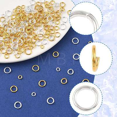 400Pcs 4 Styles Open Jump Rings Brass Jump Rings KK-FS0002-08G-1