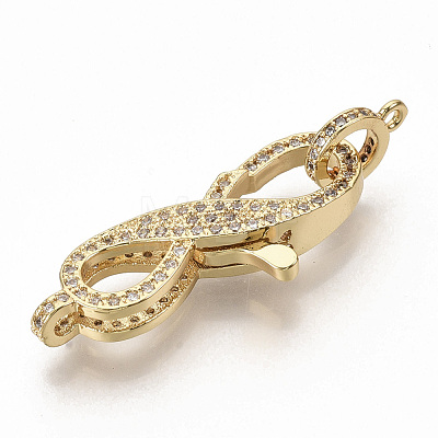 Brass Micro Pave Clear Cubic Zirconia Lobster Claw Clasps ZIRC-S066-011-1