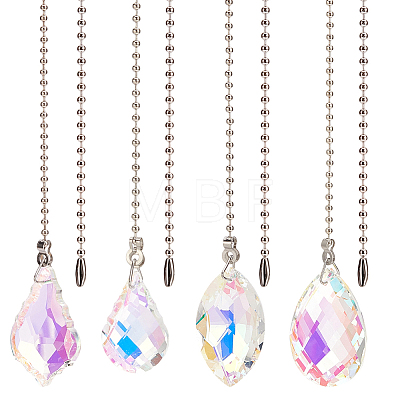 4Pcs 4 Styles Glass Charms Ceiling Fan Pull Chain Extenders HJEW-SP0001-80-1