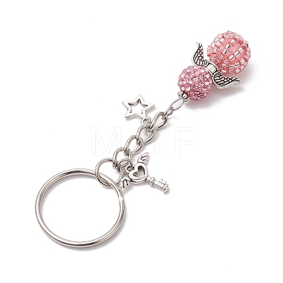 Alloy with Glass Seed Beads Keychain KEYC-MZ00010-03-1