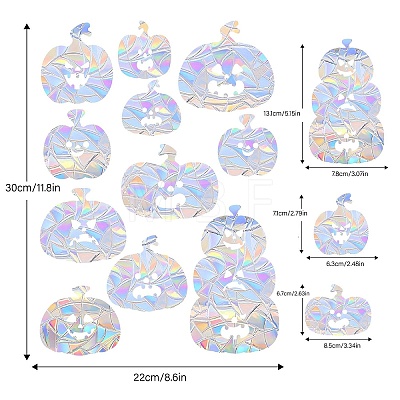 Halloween Pumpkin Rainbow Prism Electrostatic Window Stickers PW-WG3FCD8-01-1