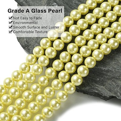Eco-Friendly  Dyed Glass Pearl Round Beads Strands HY-A002-8mm-RB012-1