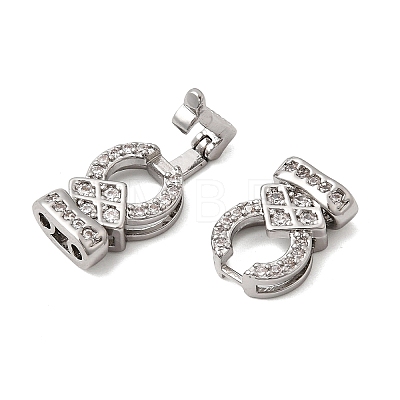 Brass Micro Pave Clear Cubic Zirconia Fold Over Clasps KK-B189-03P-1