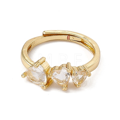 Rack Plating Brass Cubic Zirconia Cuff Rings for Women RJEW-M145-23G-A-1