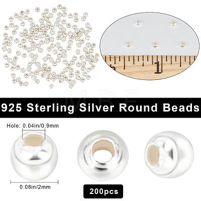 Beebeecraft 200Pcs 925 Sterling Silver Beads STER-BBC0006-27-1