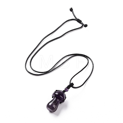 Natural Amethyst Mushroom Pendant Necklace NJEW-E065-01C-1