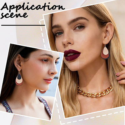2 Pairs 2 Colors Bohemian PU Leather Teardrop Dangle Earrings EJEW-CL0001-04-1