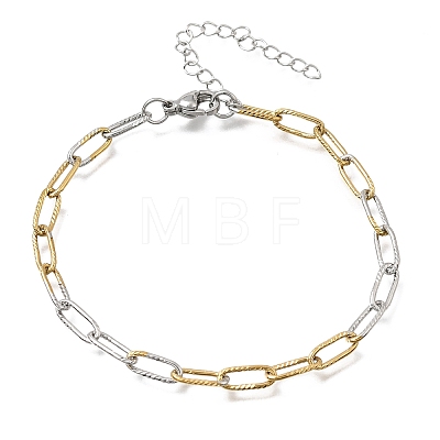4MM Two Tone 304 Stainless Steel Textured Paperclip Chain Bracelets for Man and Women SA-CBAB767-11GP-1
