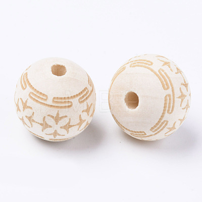 Unfinished Natural Wood European Beads WOOD-S057-007B-1