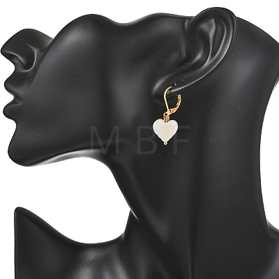 Heart Natural Sea Shell Hoop Earrings EJEW-JE06771-1