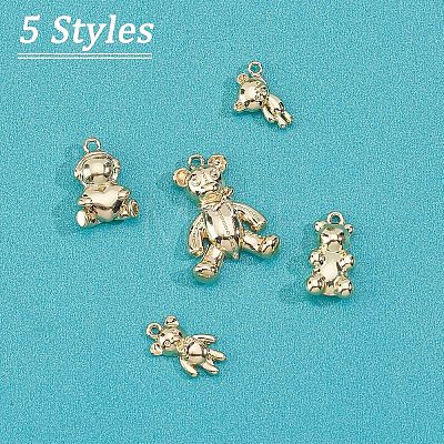 30Pcs 5 Style Rack Plating Alloy Pendants FIND-CA0004-40-1