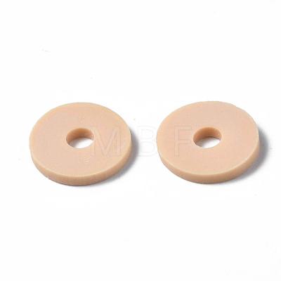 Flat Round Handmade Polymer Clay Beads CLAY-R067-12mm-53-1