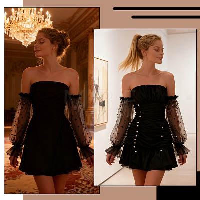 Polyester Detachable Mesh Puff Sleeves AJEW-WH0485-43C-1