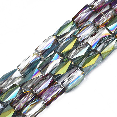 Electroplate Transparent Glass Beads Strands EGLA-N002-14-B-1