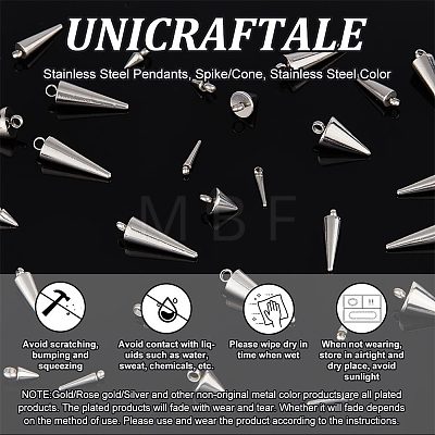 Unicraftale 60Pcs 6 Style 304 Stainless Steel Pendants STAS-UN0042-49-1