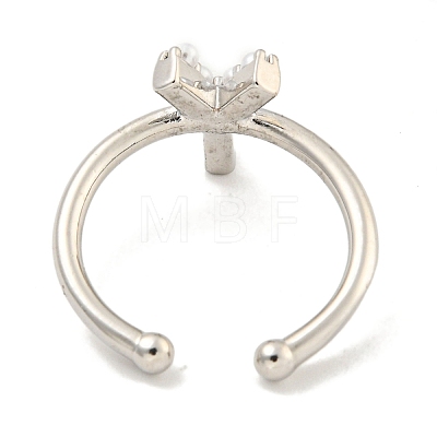 Rack Plating Brass Open Cuff Rings for Women RJEW-F162-01P-Y-1