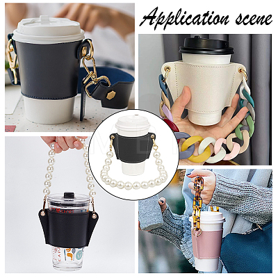 PU Leather Heat Resistant Reusable Cup Sleeve AJEW-WH0326-38D-1