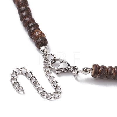 Natural Coconut Column and Shell Pearls Bead Necklaces for Women NJEW-JN04666-1