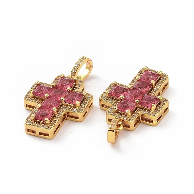 Brass Micro Pave Clear Cubic Zirconia Pendants ZIRC-F135-24G-01B-1