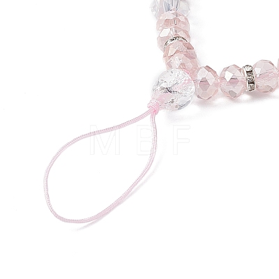 Rondelle Glass & Polymer Clay Rhinestone Beads Phone Hand Strap Chains HJEW-JM00877-01-1