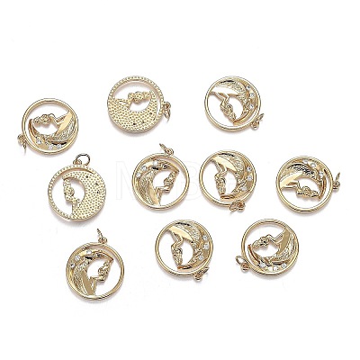 Brass Micro Clear Cubic Zirconia Pendants ZIRC-F120-040G-1