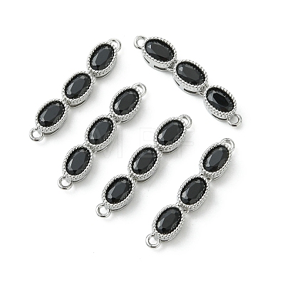 SHEGRACE Brass Pave Black Cubic Zirconia Triple Oval Links Connector Charms XGRQ3P837-645P-1