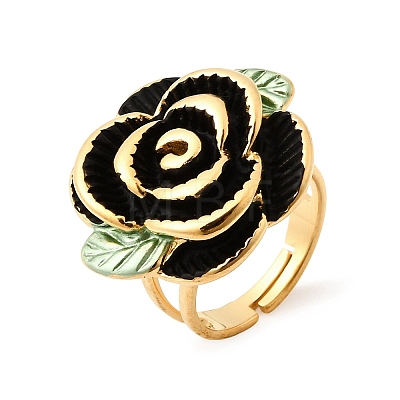 304 Stainless Steel Enamel Finger Rings for Women RJEW-G373-01G-01-1