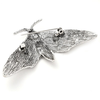 Moon Phase Moth Alloy Brooch Pin JEWB-Z031-06AS-1