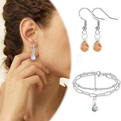 60Pcs 10 Style Glass Teardrop Pendants PALLOY-YW00137-1