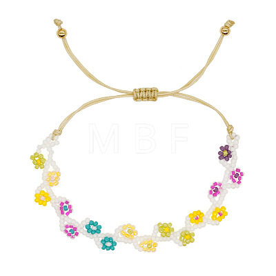 Handmade Glass Seed Bead Woven Flower Braided Bracelets RV1845-1