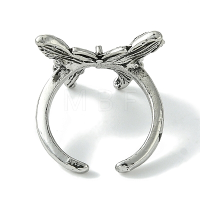 Butterfly Alloy Open Rings for Women RJEW-K275-45AS-1