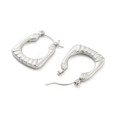 Texture Rectangle 304 Stainless Steel Hoop Earrings for Women EJEW-C067-08P-1