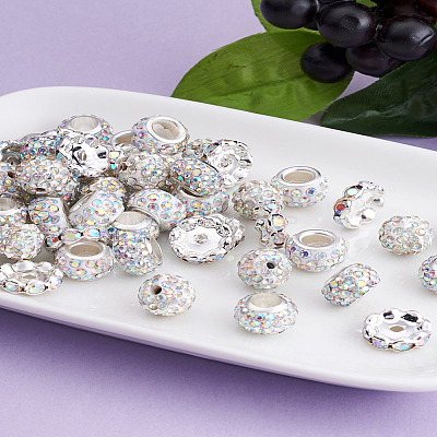 Cheriswelry 100Pcs 4 Styles Pave Disco Ball Beads RB-CW0001-01-1