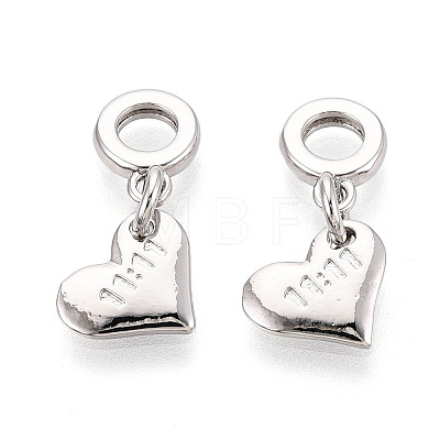 Brass 11:11 Heart European Dangle Charms KK-N259-21P-1