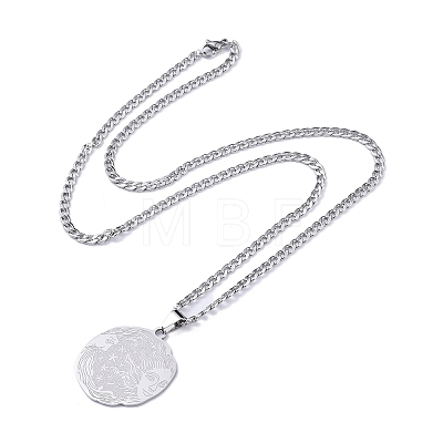 304 Stainless Steel Pendant Necklaces NJEW-C042-06P-1