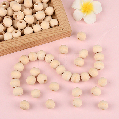 Natural Unfinished Wood Beads WOOD-PA0001-16C-1