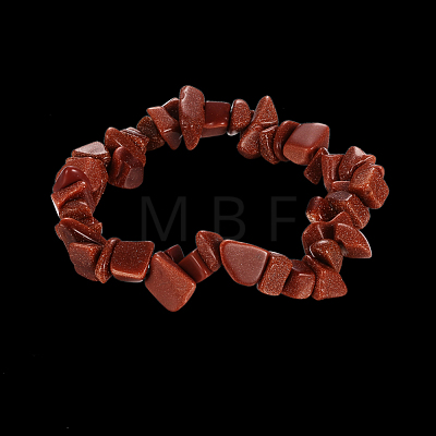Synthetic Goldstone Chips Stretch Bracelets BJEW-BB16534-H-1