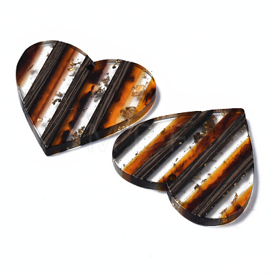 Transparent Resin & Walnut Wood Stripe Pendants RESI-N025-016A-A01-1