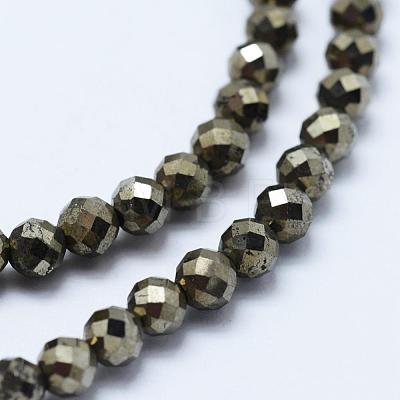 Natural Pyrite Beads Strands G-J369-19-4mm-1
