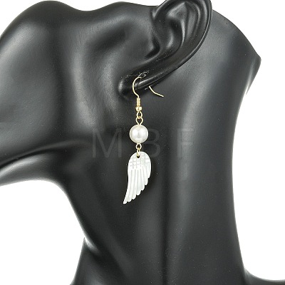 Natural White Shell Dangle Earrings EJEW-JE07204-1