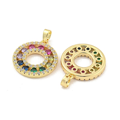 Round Rack Plating Brass Cubic Zirconia Pendants KK-M291-07G-1