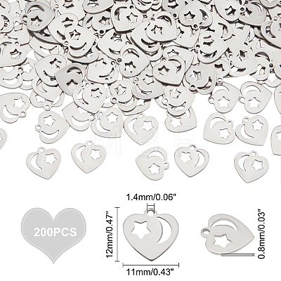 Unicraftale 200Pcs 304 Stainless Steel Charms STAS-UN0029-73-1